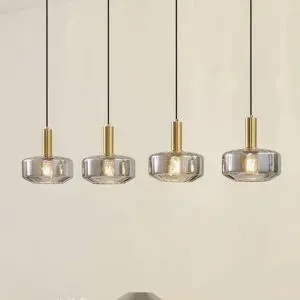 Glas Hängelampe Hildur Lindby, dimmbar, alu / grau / zink, für Wohn- / Esszimmer, Glas, Pendelleuchte
