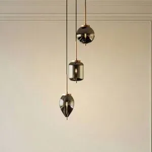 Glas Hängelampe Elani Lucande, dimmbar, schwarz, für Wohn- / Esszimmer, Glas, Modern, Pendelleuchte