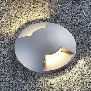 Lucande Bodeneinbauleuchte Milara, 2 Lichtaustritte, GU10 Milara Lucande, dimmbar, alu / grau / zink, Aluminium, Modern, Bodeneinbauleuchten