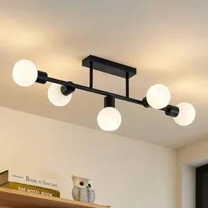 Deckenlampe Biscala Lindby, dimmbar, schwarz, für Wohn- / Esszimmer, Metall, Modern, Deckenlampe