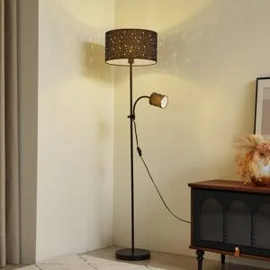 Stehlampe Melanie Lindby, schwarz, für Wohn- / Esszimmer, Metall, Modern, Stehlampe