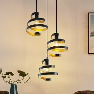 Designer Hängelampe Colten Lindby, dimmbar, schwarz, für Wohn- / Esszimmer, Metall, Design, Pendelleuchte