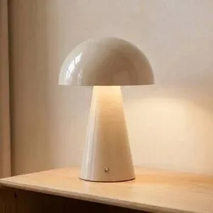 LED Tischlampe Nevijo Lindby, dimmbar, creme / amber, für Wohn- / Esszimmer, Metall, Modern, LED Tischlampe