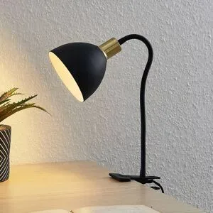 Klemmleuchte Genora Lindby, schwarz, für Wohn- / Esszimmer, Metall, Modern, Klemmleuchte
