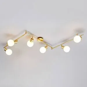 Deckenlampe ELAINA Lindby, dimmbar, messing / gold, für Wohn- / Esszimmer, Metall, Modern, Deckenlampe