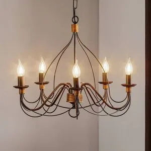 Kronleuchter Fiamma ONLI, dimmbar, braun / rost, für Wohn- / Esszimmer, Metall, Landhaus / Rustikal, Kronleuchter