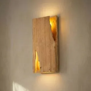Wandlampe Tarry Lucande, dimmbar, Holz hell, für Wohn- / Esszimmer, Holz, Landhaus / Rustikal, Wandleuchte, Wandlampe Innen