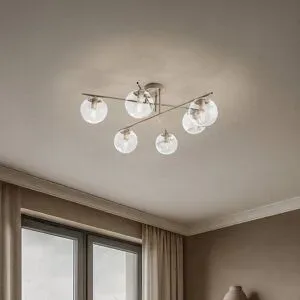 Deckenlampe Zoe Domiluce, dimmbar, creme / amber, für Wohn- / Esszimmer, Metall, Deckenlampe