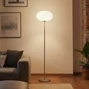 Stehlampe Sonika Lindby, alu / grau / zink, für Wohn- / Esszimmer, Metall, Stehlampe