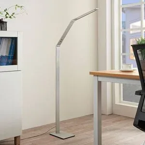 LED Stehlampe Nicano Lucande, dimmbar, alu / grau / zink, für Arbeitszimmer / Büro, Aluminium, Modern, LED Stehlampe
