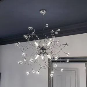Kristall Hängelampe Trilly ONLI, dimmbar, chrom / silber, für Wohn- / Esszimmer, Metall, Modern, Pendelleuchte