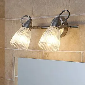 Wandlampe Kara Lindby, dimmbar, alu / grau / zink, für Badezimmer, Glas, Modern, Wandleuchte, Wandlampe Bad