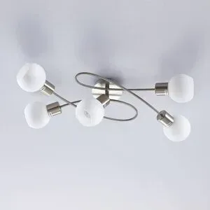 Deckenlampe Elaina Lindby, dimmbar, alu / grau / zink, für Wohn- / Esszimmer, Metall, Modern, Deckenlampe