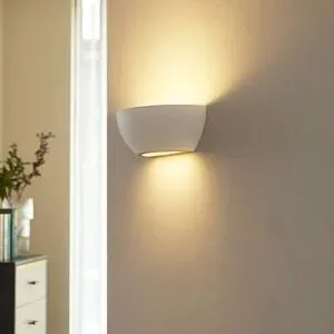 Wandlampe Jimmy Lindby, dimmbar, weiß / opal, für Wohn- / Esszimmer, Gips / Ton, Modern, Wandleuchte, Wandlampe Innen