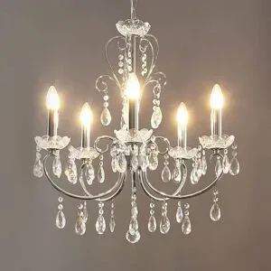 Kristall Kronleuchter Solveig Lucande, dimmbar, chrom / silber, für Wohn- / Esszimmer, Kristall, Kristall Kronleuchter