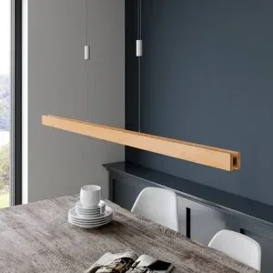 Holz Hängelampe Alin Quitani, dimmbar, Holz hell, für Wohn- / Esszimmer, Holz, Modern, Pendelleuchte