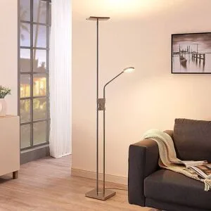 LED Deckenfluter Jonne Lindby, dimmbar, alu / grau / zink, für Wohn- / Esszimmer, Metall, Modern, LED Stehlampe