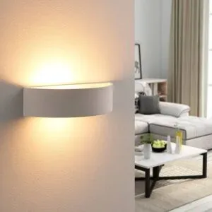 Wandlampe Aurel Lindby, dimmbar, weiß / opal, für Wohn- / Esszimmer, Gips / Ton, Modern, Wandleuchte, Wandlampe Innen