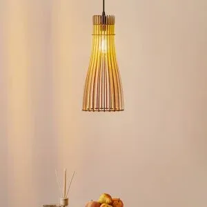 Holz Hängelampe Bottle TEMAR LIGHTING, dimmbar, Holz hell, für Wohn- / Esszimmer, Holz, Landhaus / Rustikal, Pendelleuchte