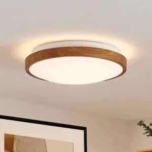 LED Deckenlampe Mynte Lindby, Holz hell, für Wohn- / Esszimmer, Kunststoff, Modern, LED Deckenleuchte