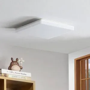 Prios Artin LED-Deckenlampe, Sensor, eckig, 28 cm PRIOS, weiß / opal, für Badezimmer, Kunststoff, Modern, Deckenlampe mit Sensor