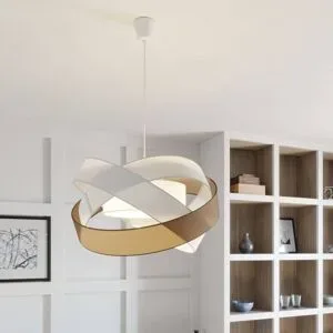 Hängelampe Simaria Lindby, dimmbar, braun / rost, für Wohn- / Esszimmer, Textil / Stoff / Seide, Modern, Pendelleuchte