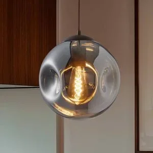 Glas Hängelampe Valentina Lindby, dimmbar, alu / grau / zink, für Wohn- / Esszimmer, Glas, Design, Pendelleuchte