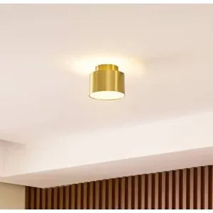Lindby LED-Strahler Nivoria, 11 x 9 cm, goldfarben, Metall Nivoria, messing / gold, für Wohn- / Esszimmer, Aluminium, Modern, LED Deckenlampe