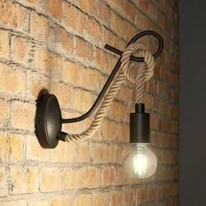 Wandlampe Ropina Lucande, dimmbar, schwarz, für Wohn- / Esszimmer, Metall, Vintage, Wandleuchte, Wandlampe Innen