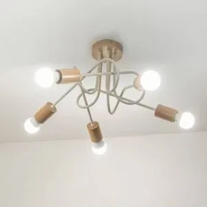 Deckenlampe Oxford HELAM, dimmbar, creme / amber, für Wohn- / Esszimmer, Metall, Modern, Deckenlampe