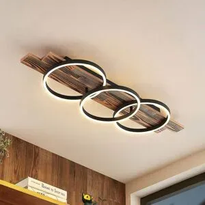 LED Deckenlampe Sentoa Lindby, dimmbar, Holz hell, für Wohn- / Esszimmer, Holz, Modern, LED Deckenleuchte