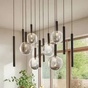 Glas Hängelampe Lumavia Lucande, dimmbar, schwarz, für Wohn- / Esszimmer, Glas, Modern, Pendelleuchte