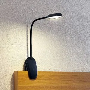 Klemmleuchte Najari PRIOS, dimmbar, schwarz, für Arbeitszimmer / Büro, Kunststoff, Modern, Klemmleuchte