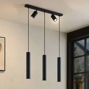 Hängelampe Sanad Lindby, dimmbar, schwarz, für Wohn- / Esszimmer, Metall, Modern, Pendelleuchte
