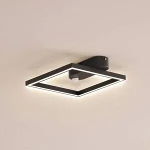 Deckenlampe mit Bewegungsmelder Yulla Lindby, schwarz, für Flurbereich, Aluminium, Modern, Deckenlampe mit Sensor