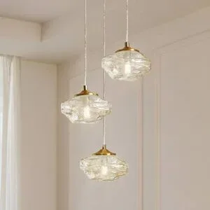 Glas Hängelampe Piatra Lindby, dimmbar, creme / amber, für Wohn- / Esszimmer, Glas, Modern, Pendelleuchte