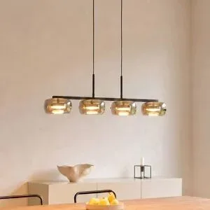 Glas Hängelampe Martis Lucande, dimmbar, creme / amber, für Wohn- / Esszimmer, Glas, Modern, Pendelleuchte