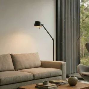 Stehlampe Silka Lucande, schwarz, für Arbeitszimmer / Büro, Metall, Modern, Stehlampe