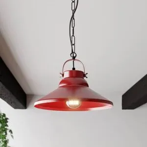 Hängelampe Iron Luminex, dimmbar, rot, für Wohn- / Esszimmer, Metall, Vintage, Pendelleuchte