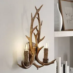 Wandlampe Fibi Lindby, dimmbar, braun / rost, für Wohn- / Esszimmer, Kunststoff, Landhaus / Rustikal, Wandleuchte, Wandlampe Innen