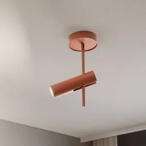 Deckenspot Leda 1, ziegelrot, 1-flammig, Höhe 34 cm 1 SIGMA, dimmbar, rot, für Wohn- / Esszimmer, Metall, Modern, Strahler