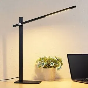 LED Schreibtischlampe Wasko Lucande, dimmbar, schwarz, für Arbeitszimmer / Büro, Metall, Modern, LED Tischlampe