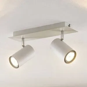 Lindby Deckenstrahler Joffrey, 31 cm, 2-flg., weiß, GU10 Joffrey Lindby, dimmbar, weiß / opal, für Wohn- / Esszimmer, Metall, Modern, Strahler