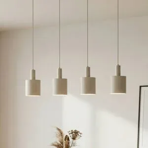 Hängelampe Ovelia Lindby, dimmbar, creme / amber, für Küche, Metall, Modern, Pendelleuchte
