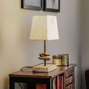 Tischlampe Seregon ONLI, creme / amber, für Wohn- / Esszimmer, Holz, Landhaus / Rustikal, Tischlampe