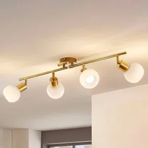 Deckenlampe Elaina Lindby, dimmbar, messing / gold, für Wohn- / Esszimmer, Metall, Modern, Deckenlampe