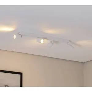 Deckenstrahler Top, weiß, 83 cm, 4-flg., Metall, GU10 Top TK Lighting, dimmbar, weiß / opal, für Wohn- / Esszimmer, Metall, Modern, Strahler