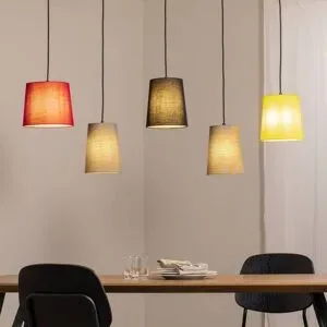 Hängelampe Amilia Lindby, dimmbar, Holz hell, für Wohn- / Esszimmer, Textil / Stoff / Seide, Junges Wohnen, Pendelleuchte