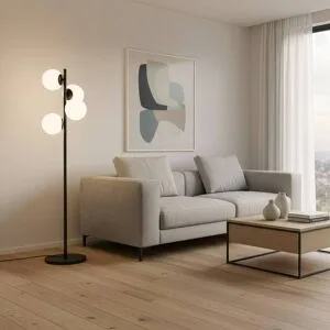 Stehlampe Faze Opviq, schwarz, für Wohn- / Esszimmer, Metall, Stehlampe