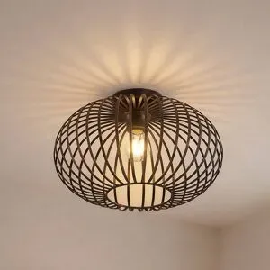 Deckenlampe Rosalea Lindby, dimmbar, schwarz, für Wohn- / Esszimmer, Metall, Modern, Deckenlampe